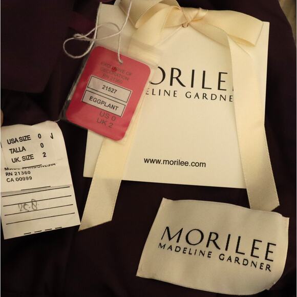 NWT Morilee Eggplant Purple Dress Gown Long Maxi Ruffle Flutter Chiffon 0 Formal - Picture 7 of 9